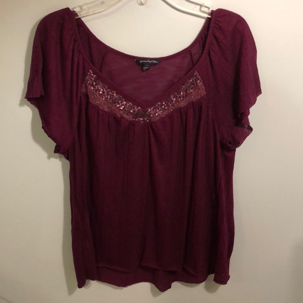 Burgundy American Eagle Blouse